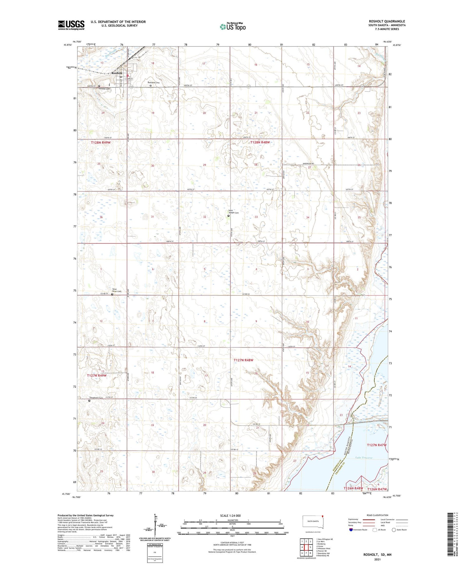 Rosholt South Dakota US Topo Map Image