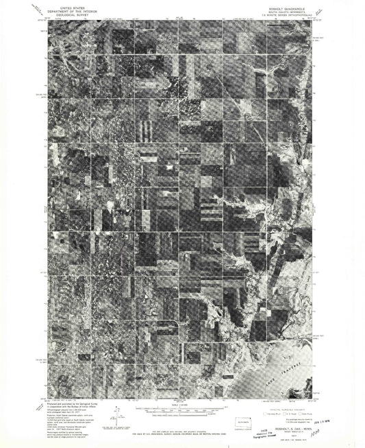 Classic USGS Rosholt South Dakota 7.5'x7.5' Topo Map Image