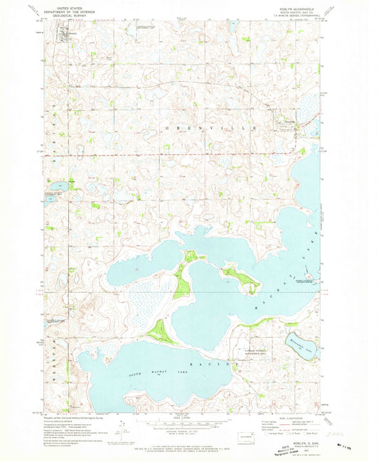 Classic USGS Roslyn South Dakota 7.5'x7.5' Topo Map Image