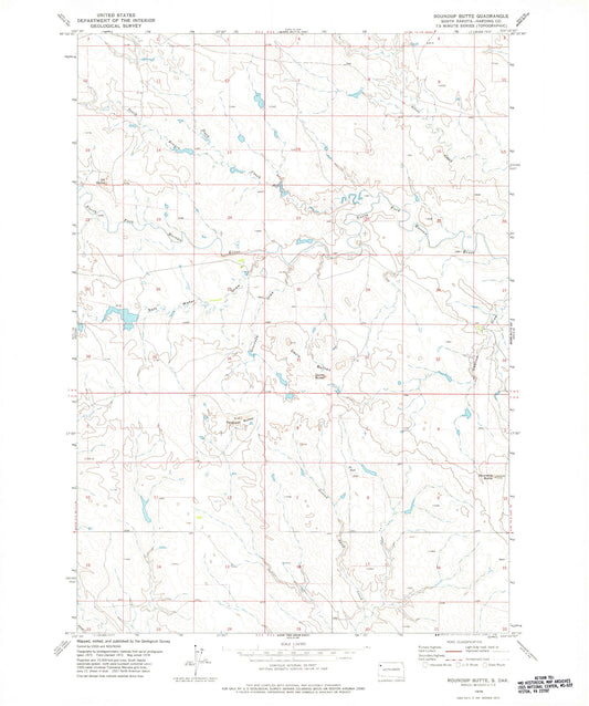 Classic USGS Roswell South Dakota 7.5'x7.5' Topo Map Image