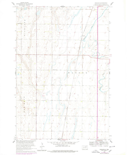 Classic USGS Rudolph South Dakota 7.5'x7.5' Topo Map Image
