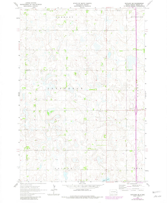 Classic USGS Rutland SE South Dakota 7.5'x7.5' Topo Map Image