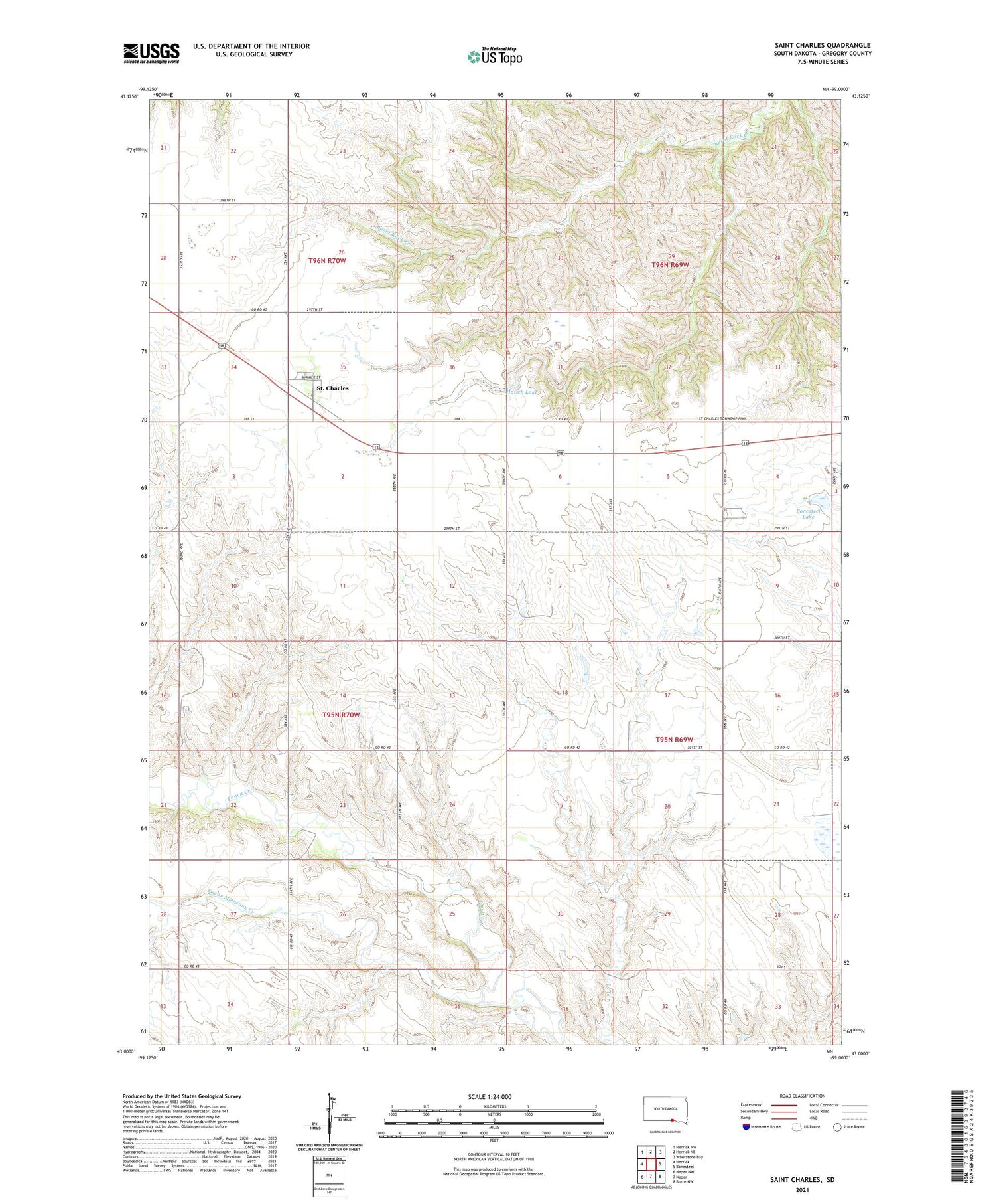 Saint Charles South Dakota US Topo Map Image