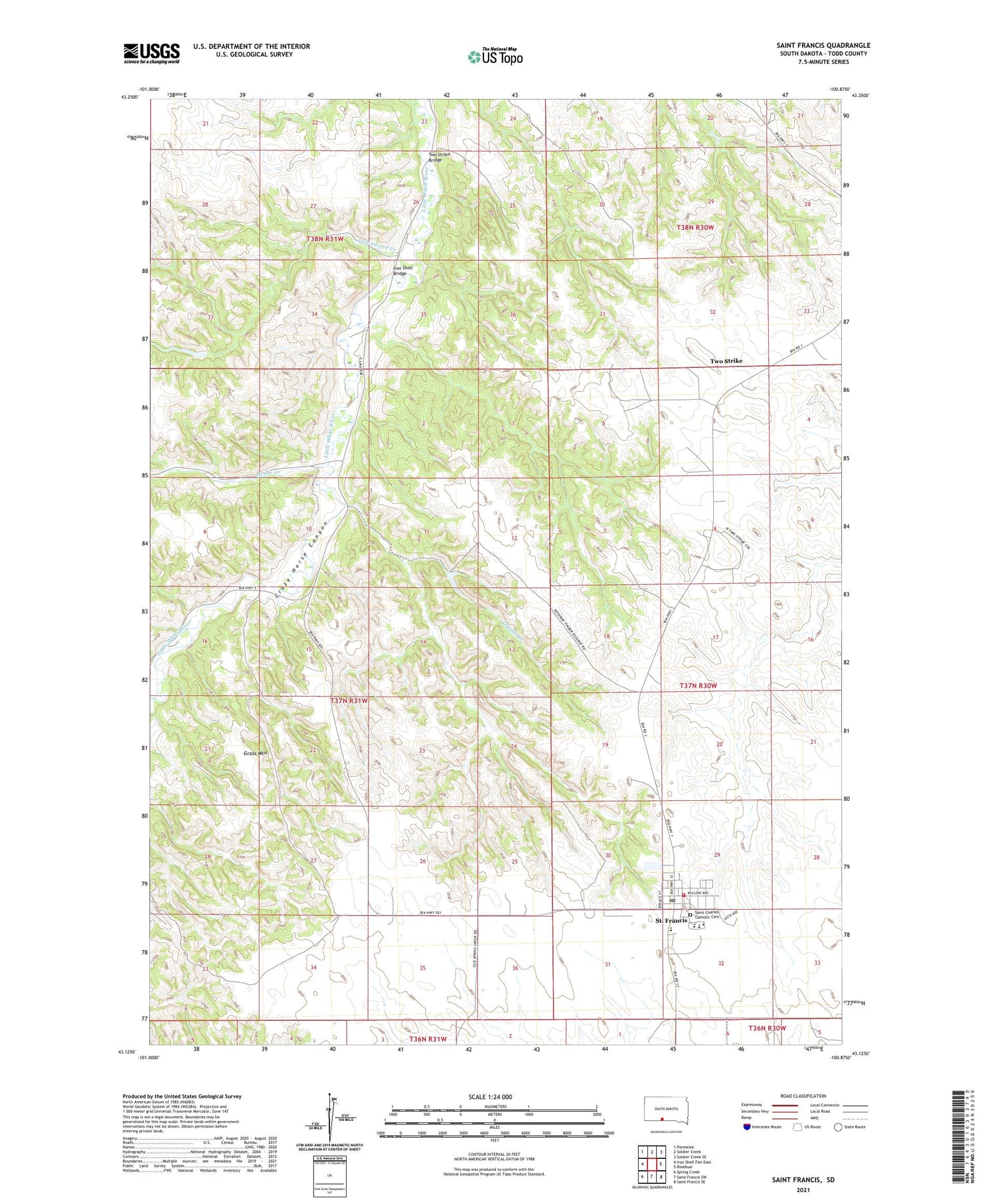 Saint Francis South Dakota US Topo Map Image