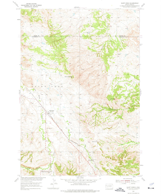 Classic USGS Saint Onge South Dakota 7.5'x7.5' Topo Map Image
