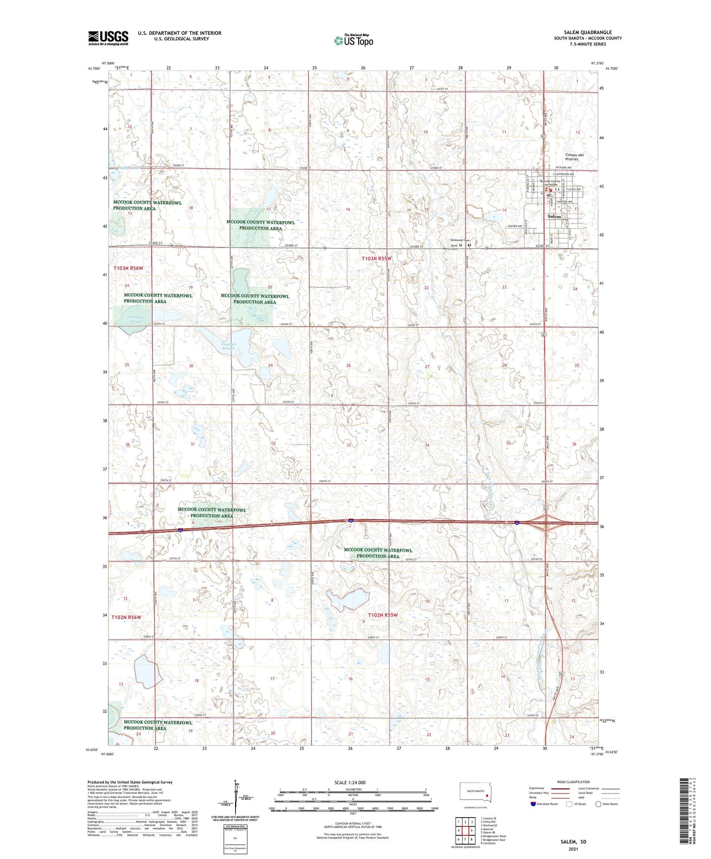 Salem South Dakota US Topo Map Image