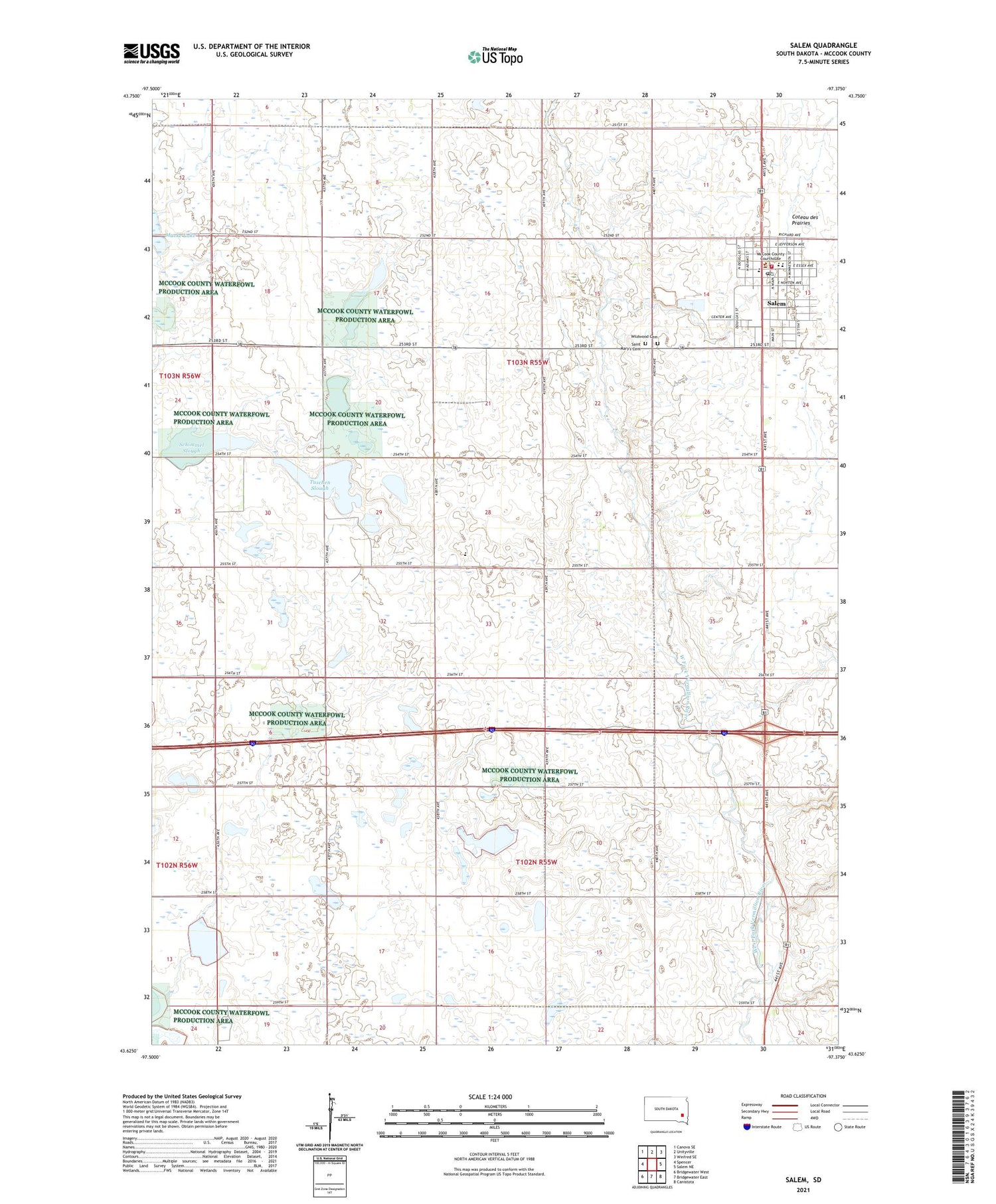 Salem South Dakota US Topo Map Image