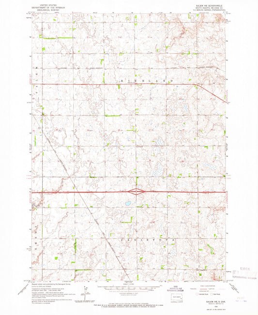 Classic USGS Salem NE South Dakota 7.5'x7.5' Topo Map Image
