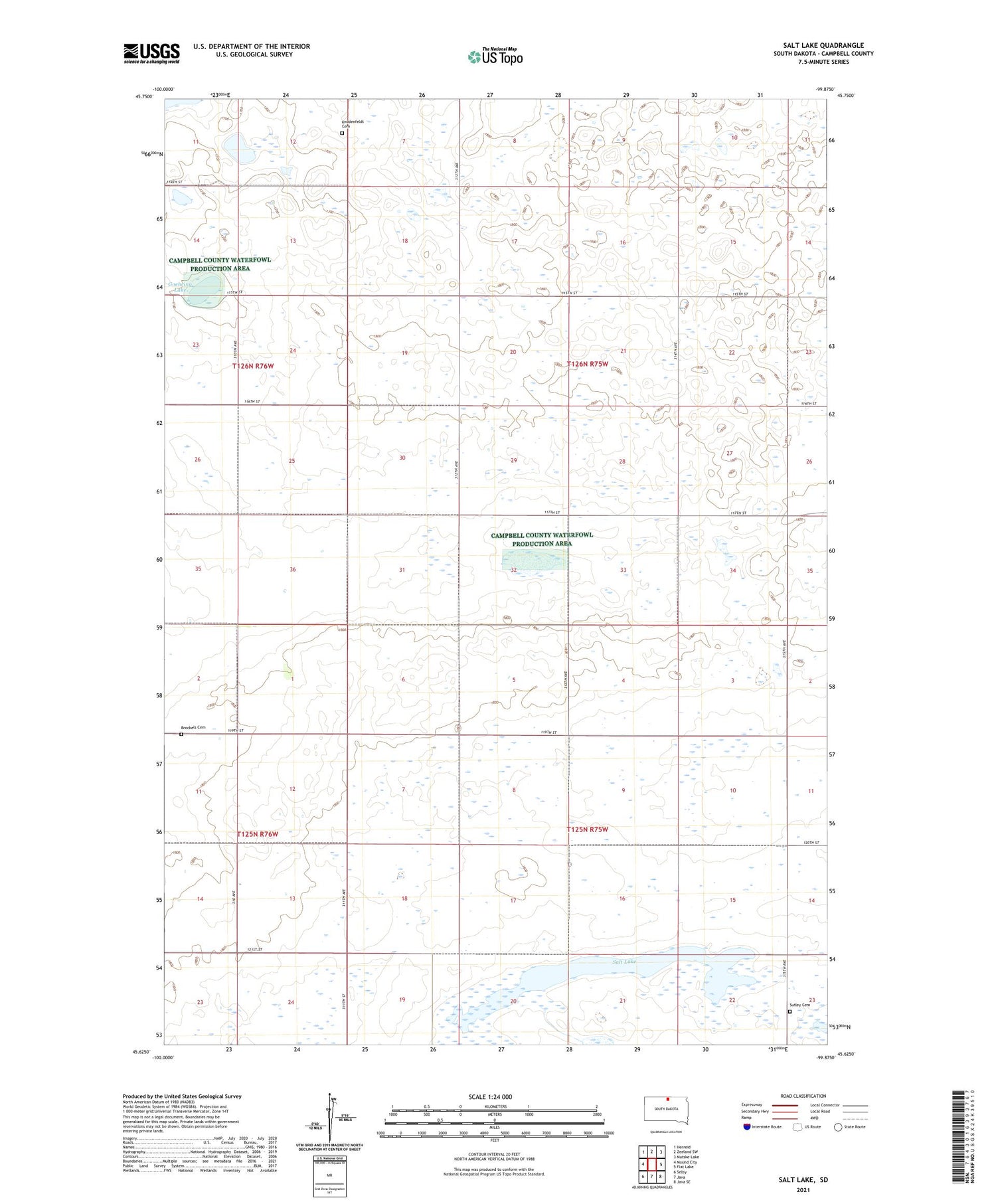 Salt Lake South Dakota US Topo Map Image