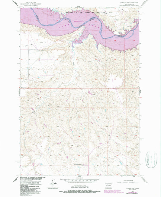 Classic USGS Sansarc NE South Dakota 7.5'x7.5' Topo Map Image