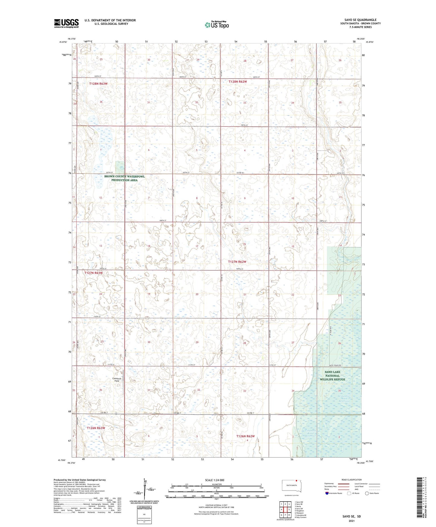 Savo SE South Dakota US Topo Map Image