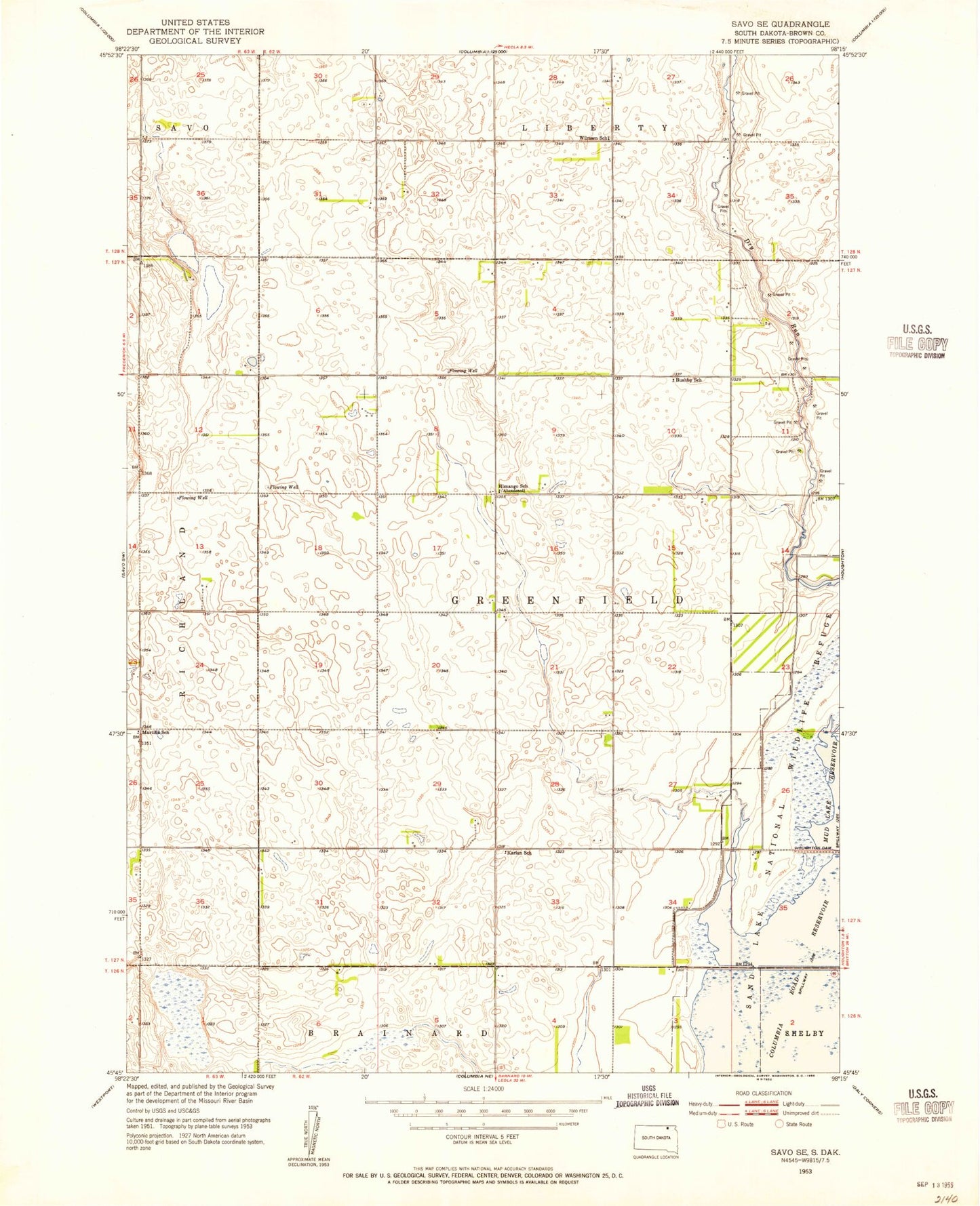 Classic USGS Savo SE South Dakota 7.5'x7.5' Topo Map Image