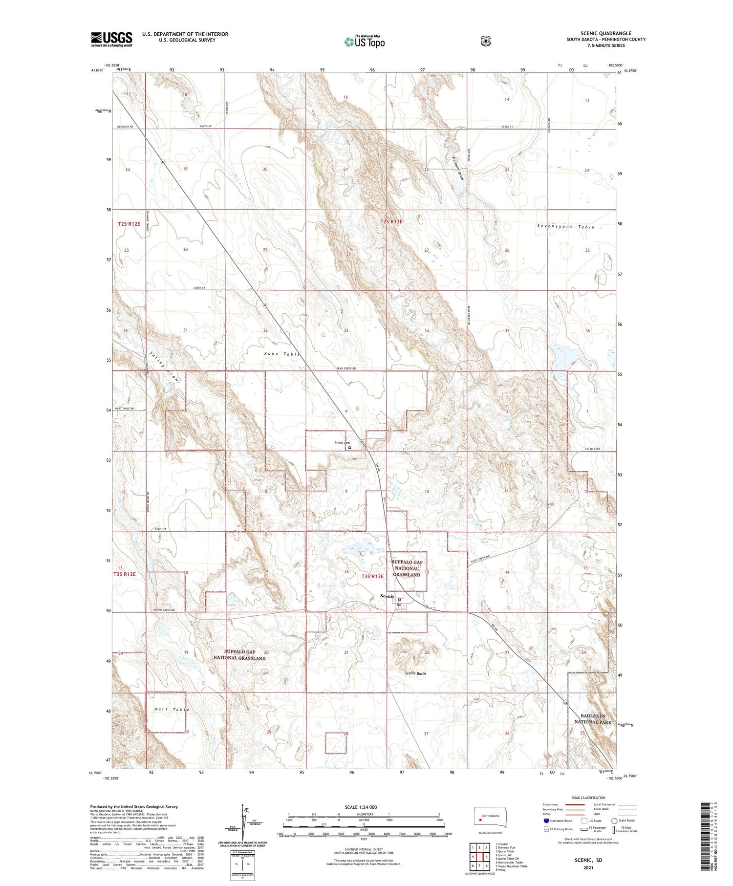 Scenic South Dakota US Topo Map Image