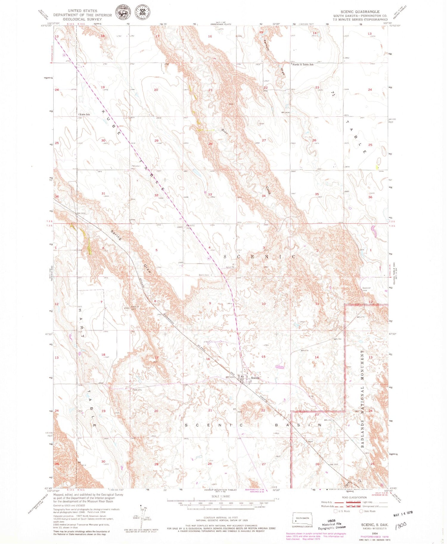 Classic USGS Scenic South Dakota 7.5'x7.5' Topo Map Image