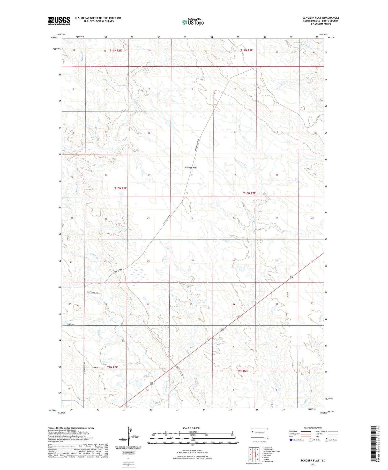 Schoepp Flat South Dakota US Topo Map Image