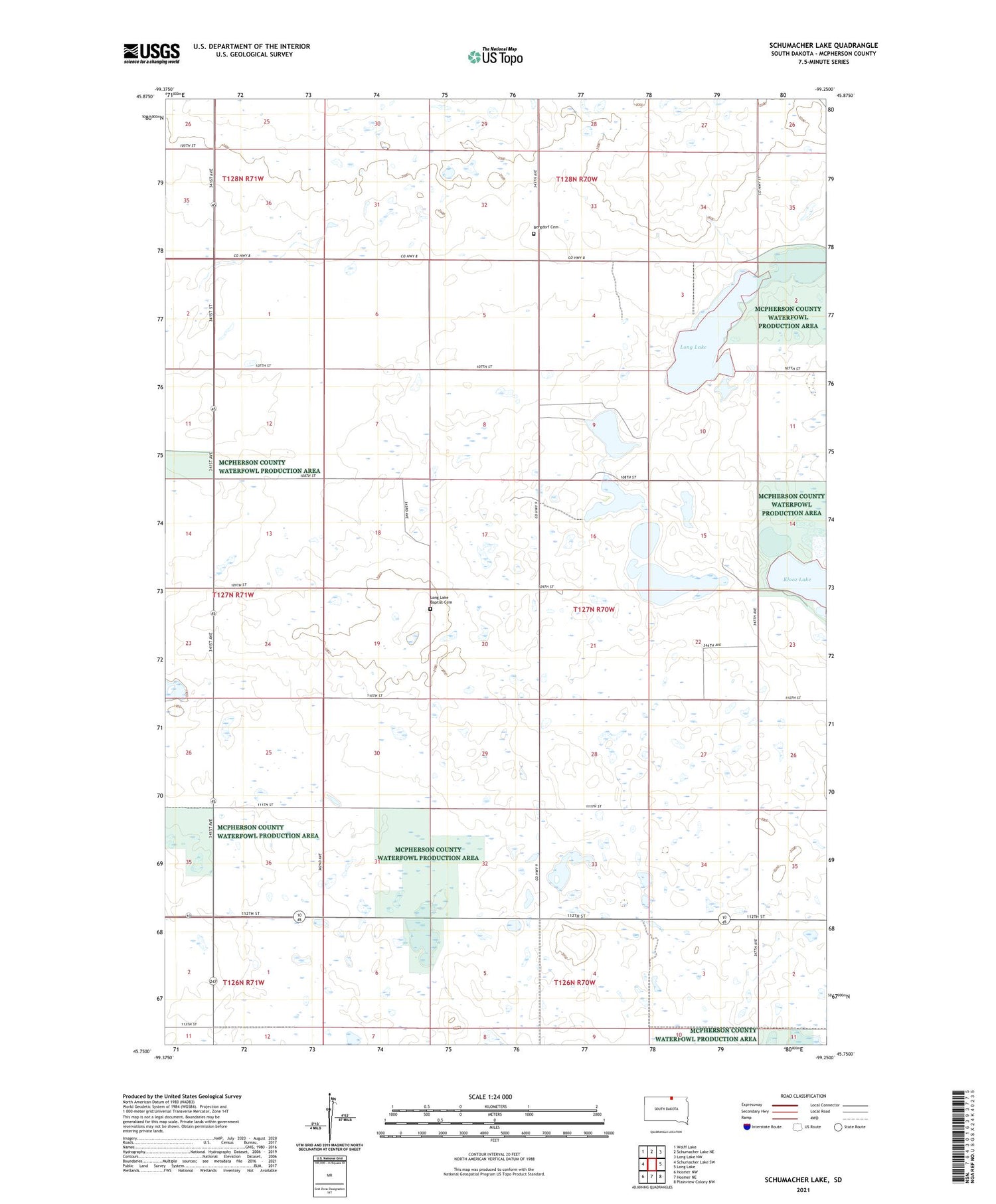 Schumacher Lake South Dakota US Topo Map Image