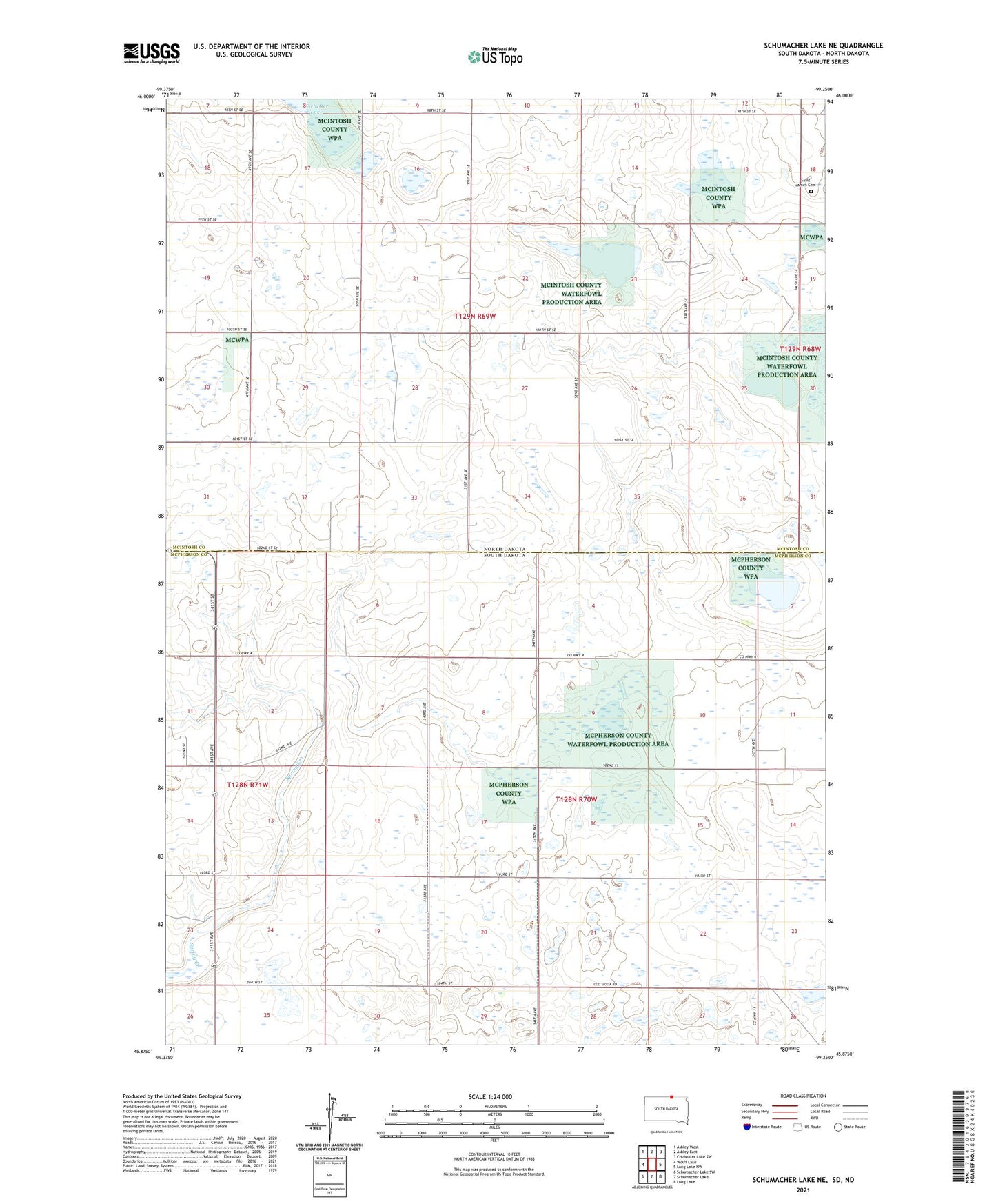 Schumacher Lake NE South Dakota US Topo Map Image