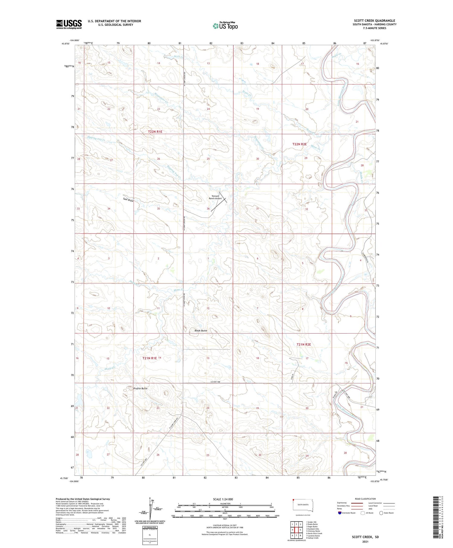 Scott Creek South Dakota US Topo Map Image