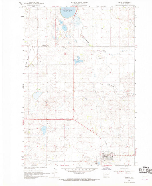Classic USGS Selby South Dakota 7.5'x7.5' Topo Map Image
