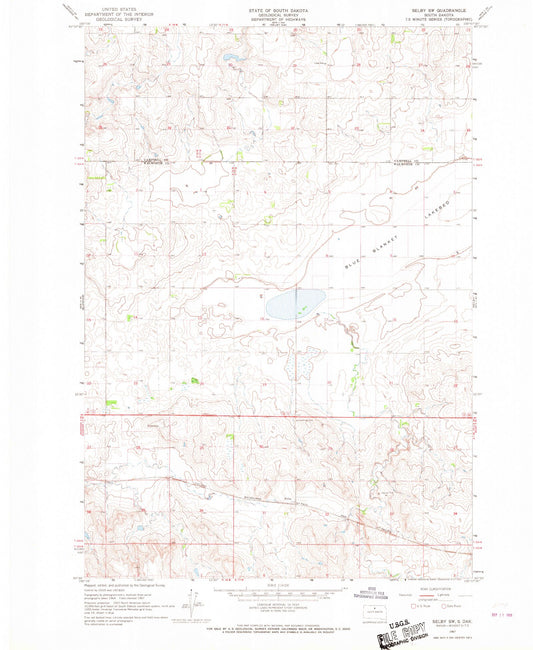 Classic USGS Selby SW South Dakota 7.5'x7.5' Topo Map Image