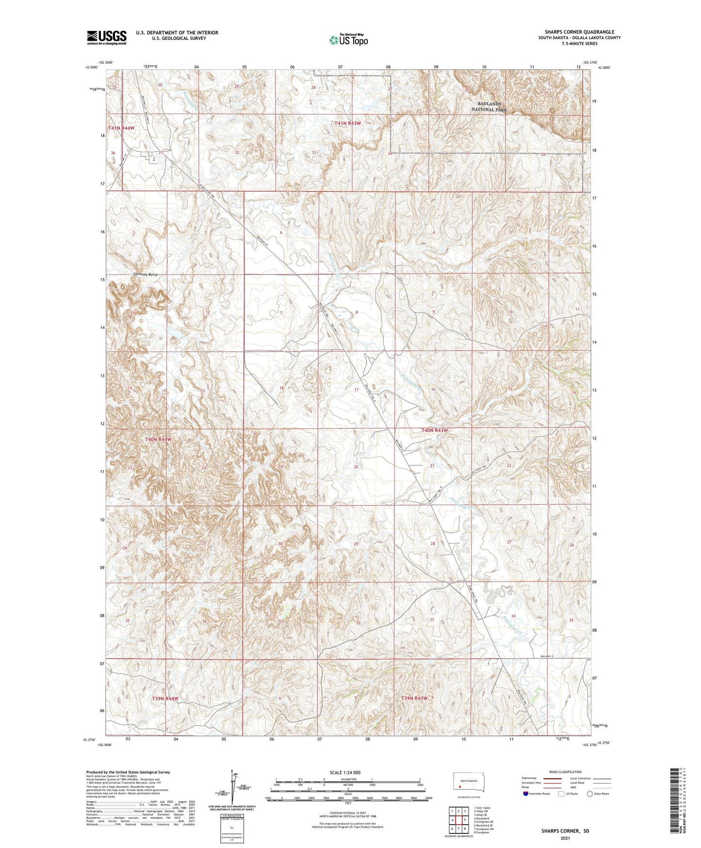 Sharps Corner South Dakota US Topo Map Image