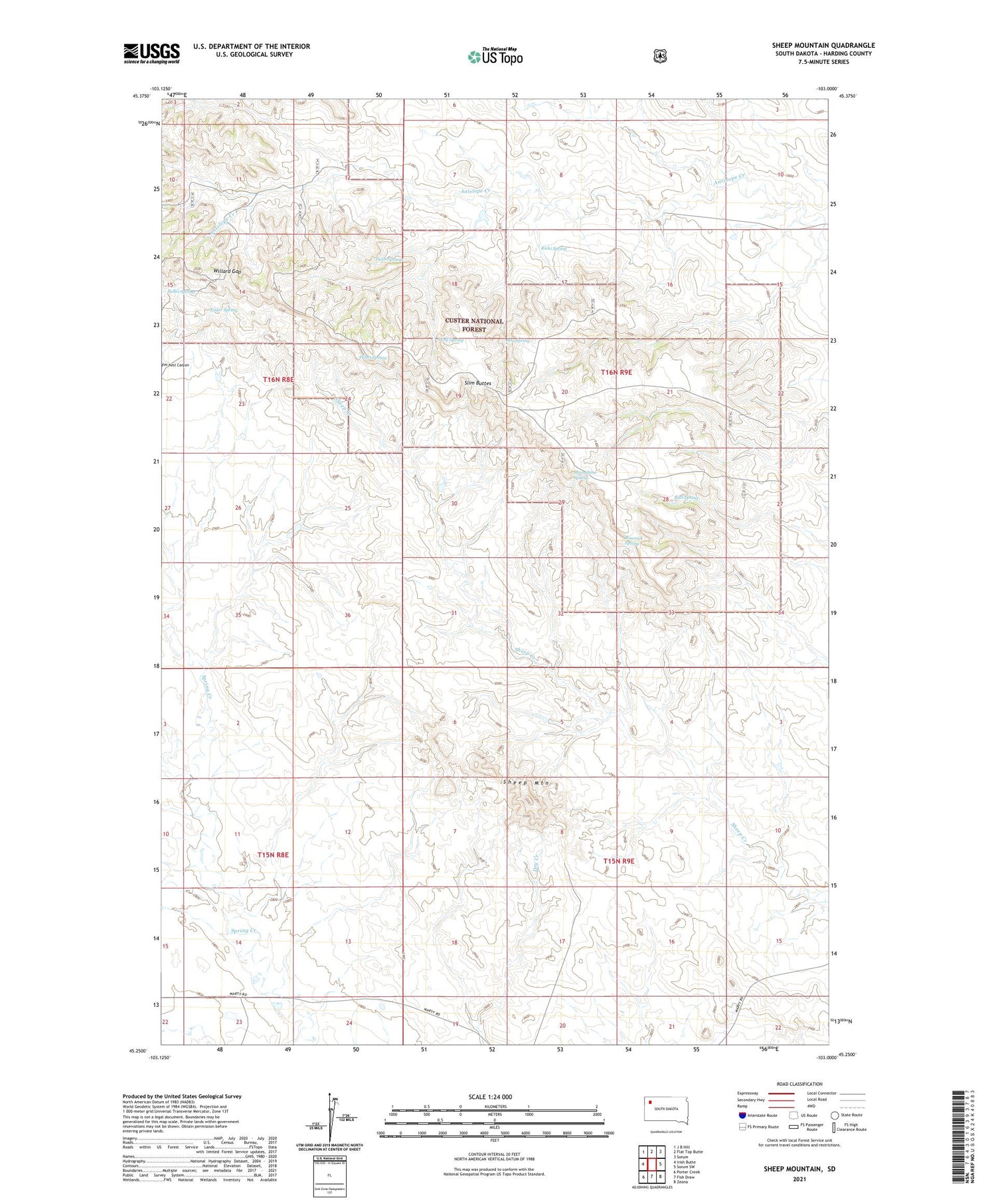 Sheep Mountain South Dakota US Topo Map Image