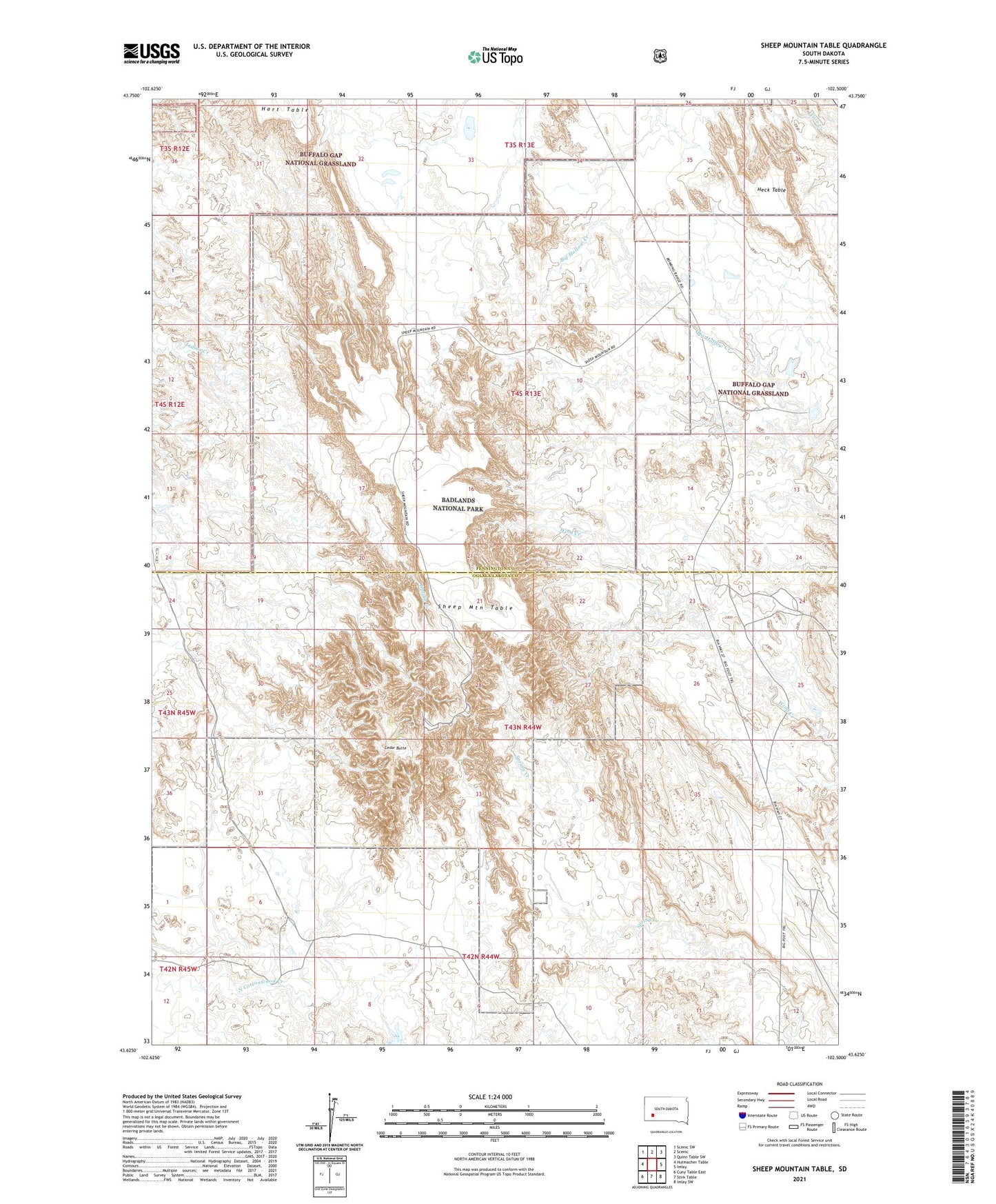 Sheep Mountain Table South Dakota US Topo Map Image