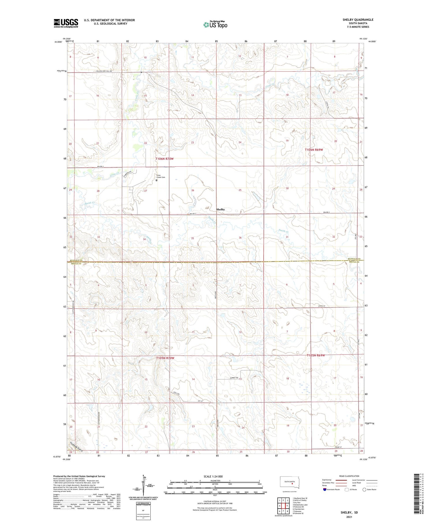 Shelby South Dakota US Topo Map Image