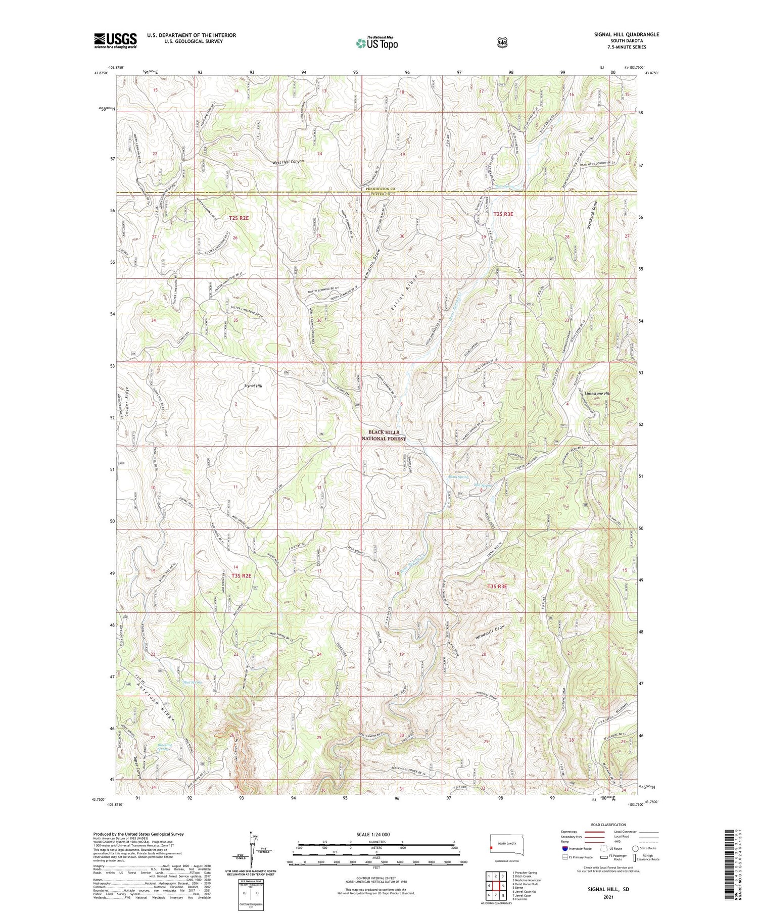 Signal Hill South Dakota US Topo Map Image
