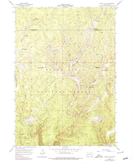 Classic USGS Signal Hill South Dakota 7.5'x7.5' Topo Map Image