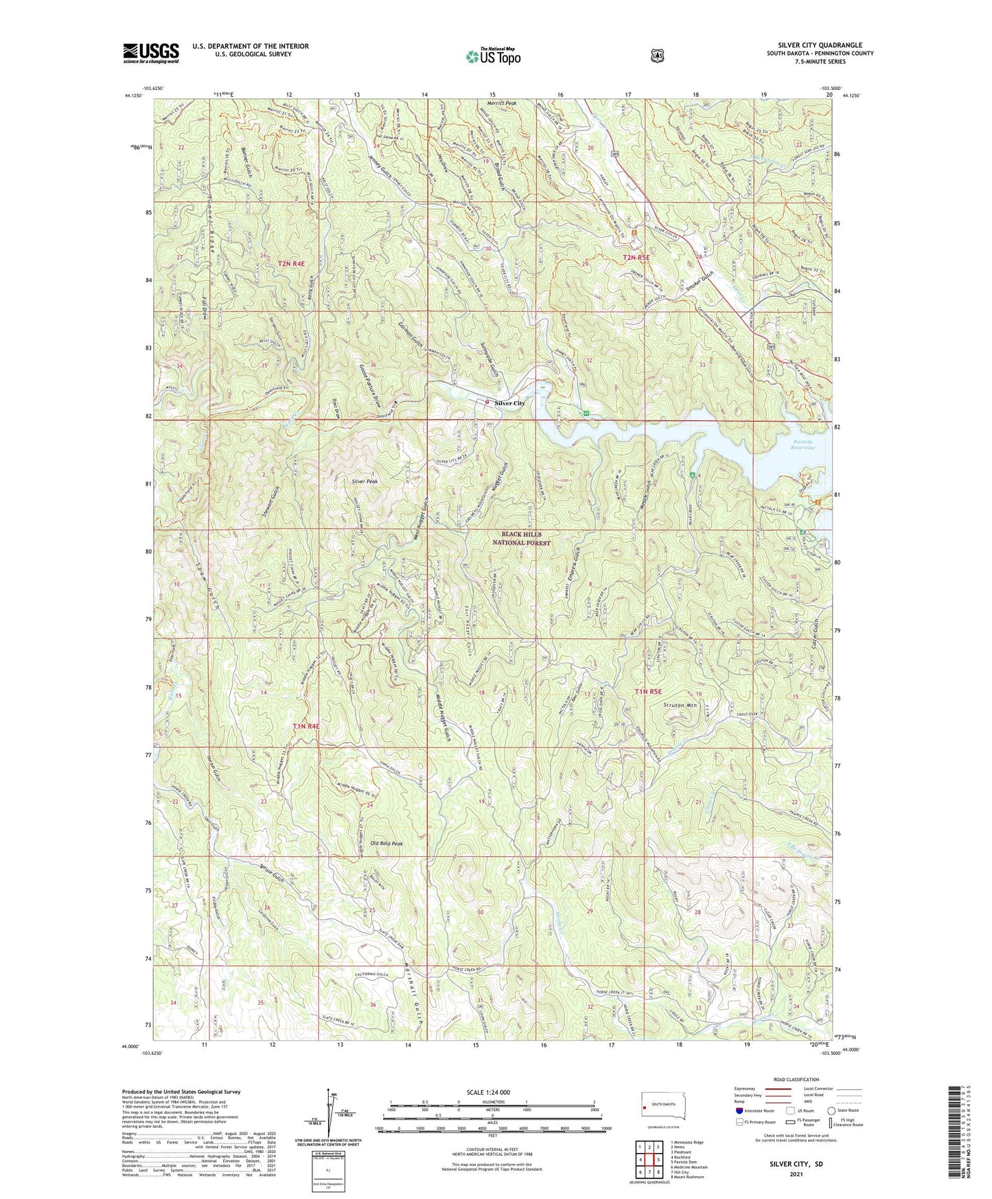 Silver City South Dakota US Topo Map Image
