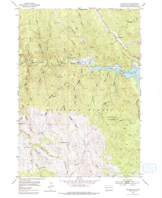 Classic USGS Silver City South Dakota 7.5'x7.5' Topo Map Image
