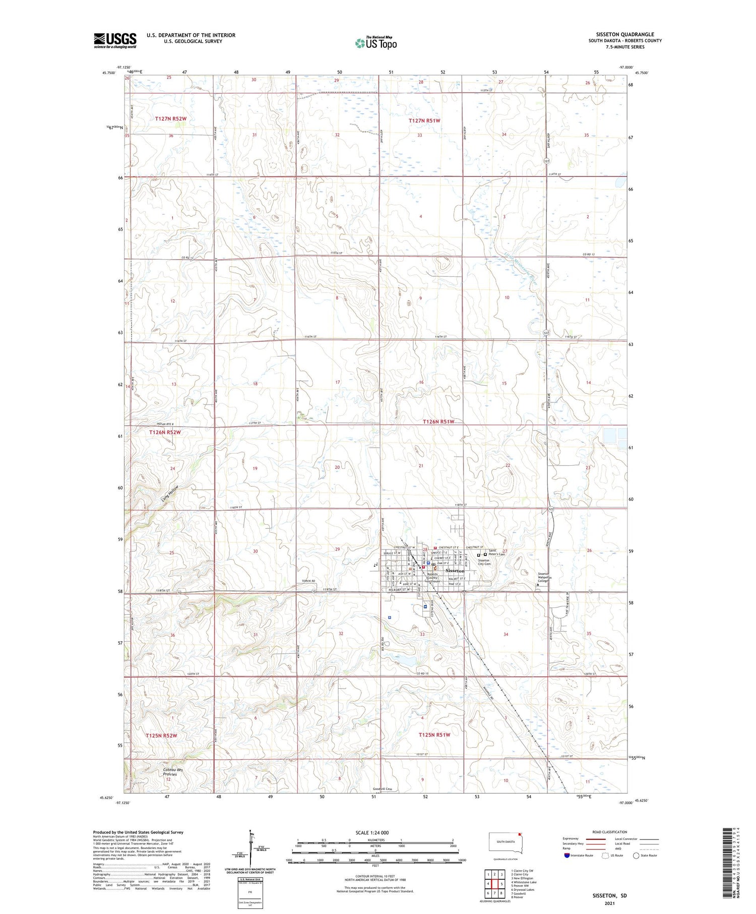 Sisseton South Dakota US Topo Map Image