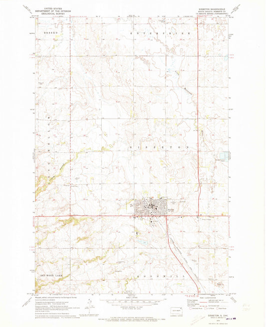 Classic USGS Sisseton South Dakota 7.5'x7.5' Topo Map Image