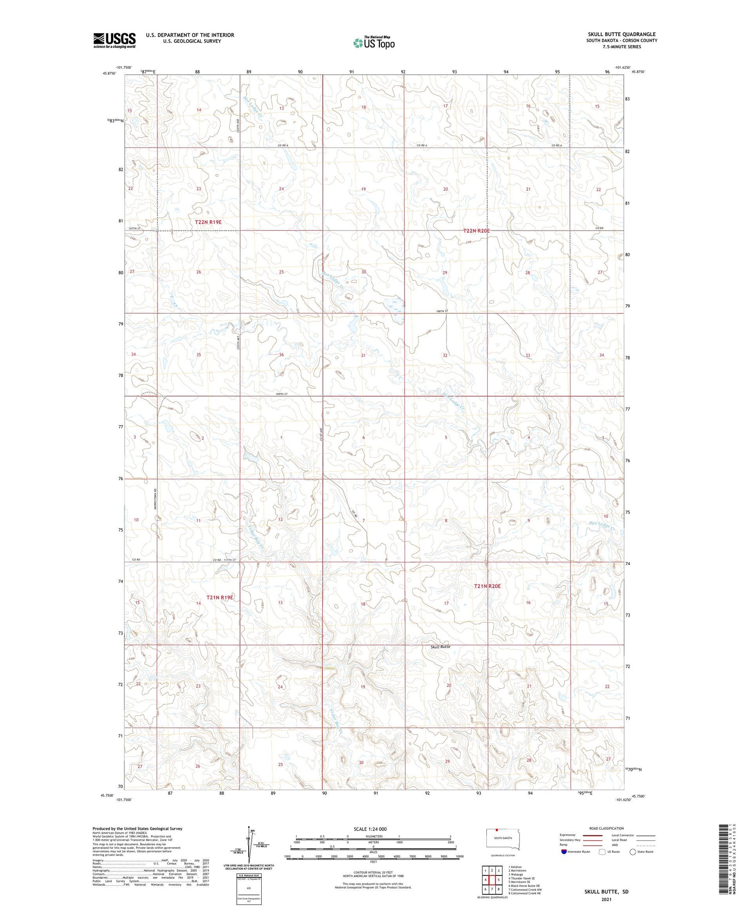 Skull Butte South Dakota US Topo Map Image