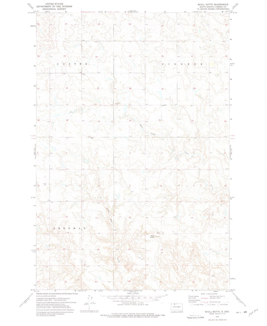 Classic USGS Skull Butte South Dakota 7.5'x7.5' Topo Map Image