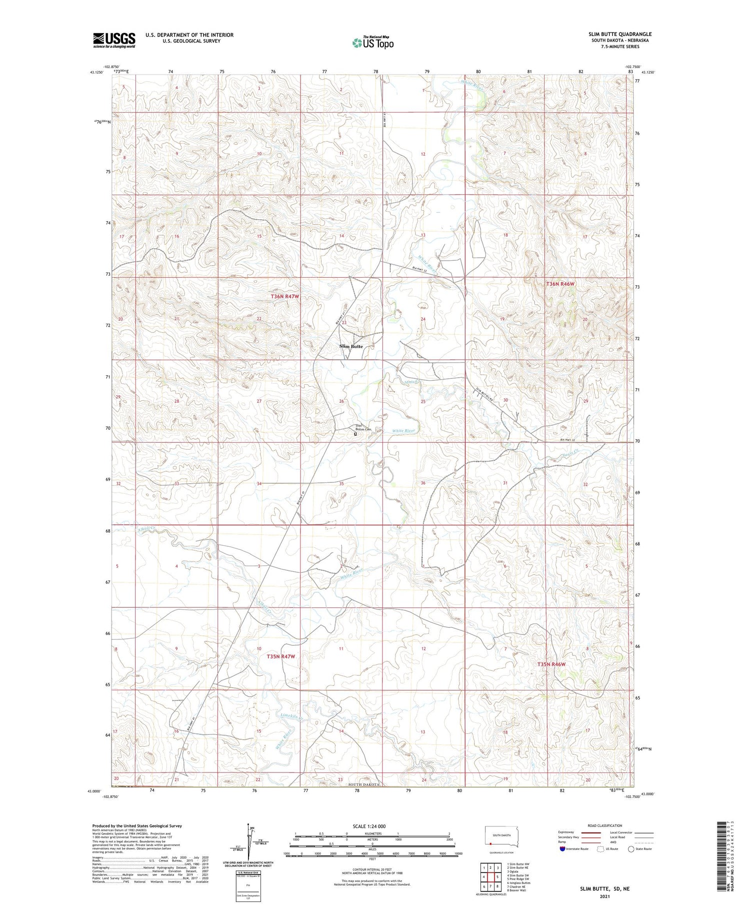 Slim Butte South Dakota US Topo Map Image