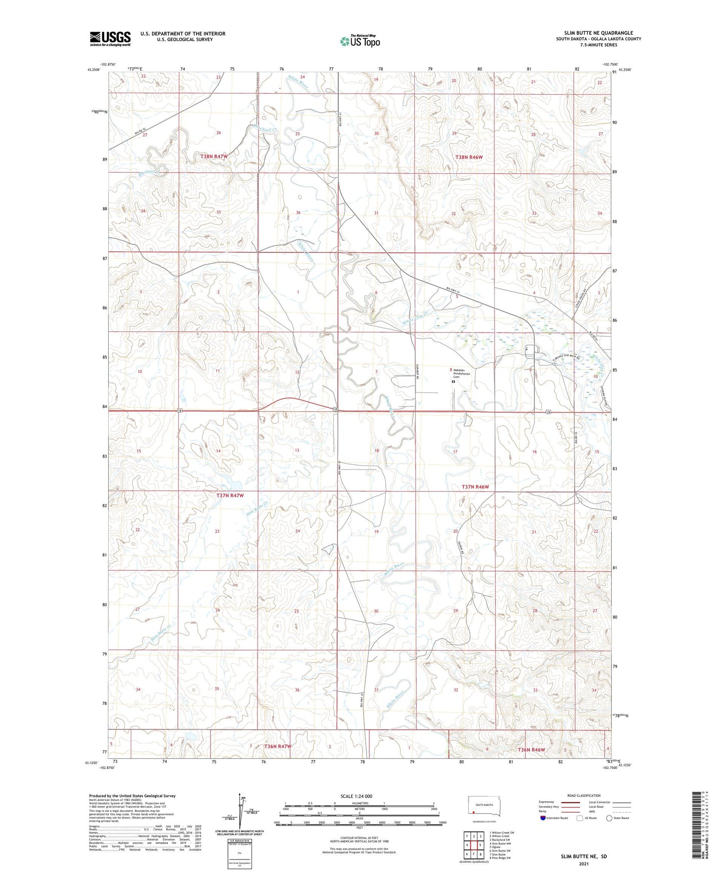 Slim Butte NE South Dakota US Topo Map Image