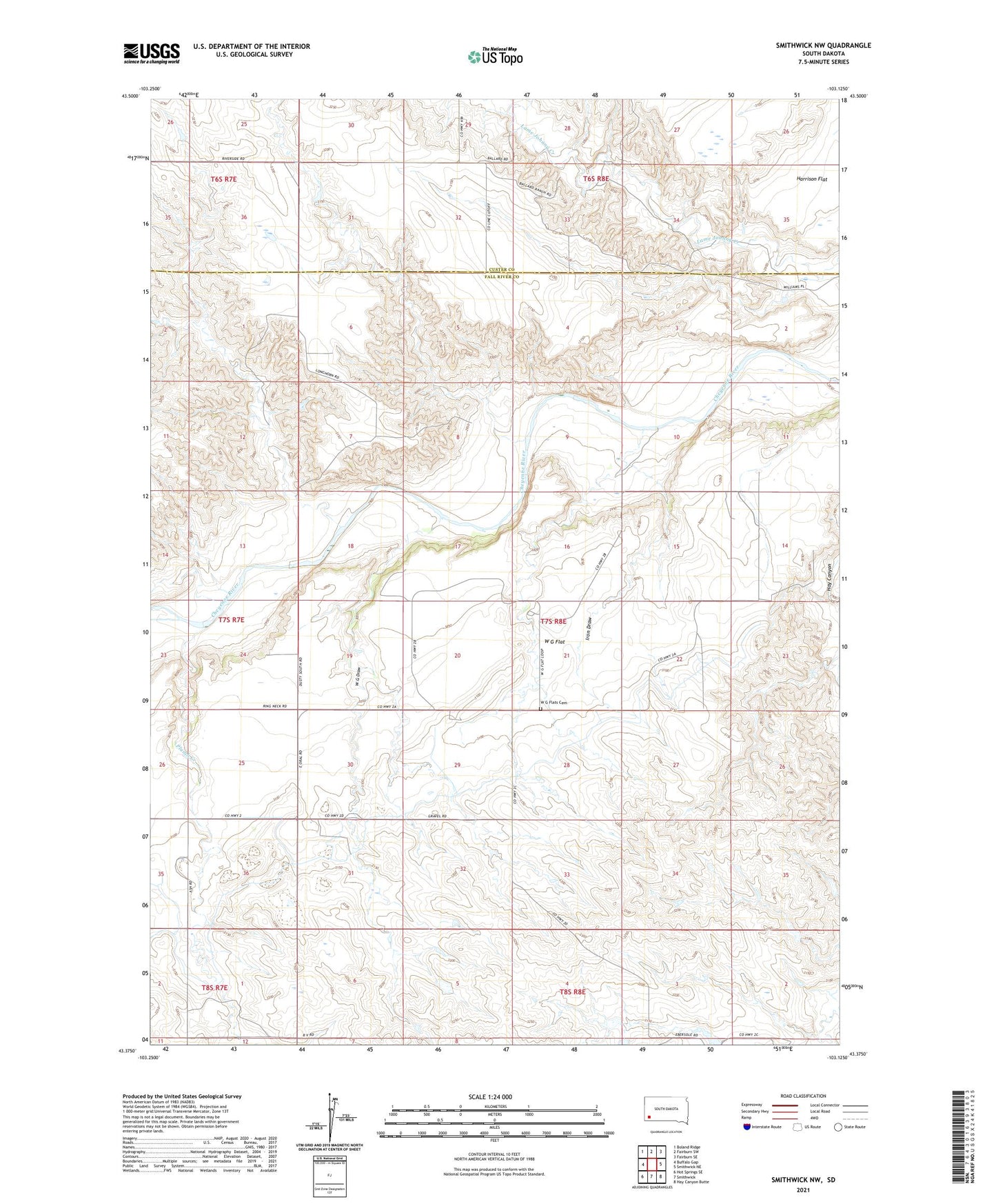 Smithwick NW South Dakota US Topo Map Image
