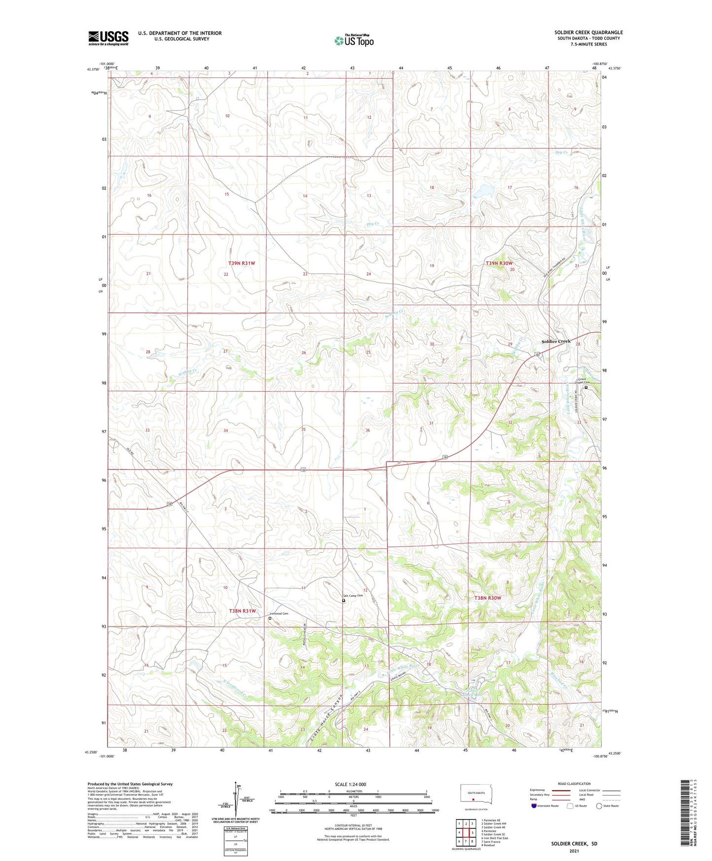 Soldier Creek South Dakota US Topo Map Image