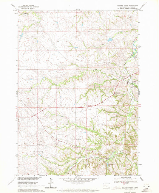 Classic USGS Soldier Creek South Dakota 7.5'x7.5' Topo Map Image