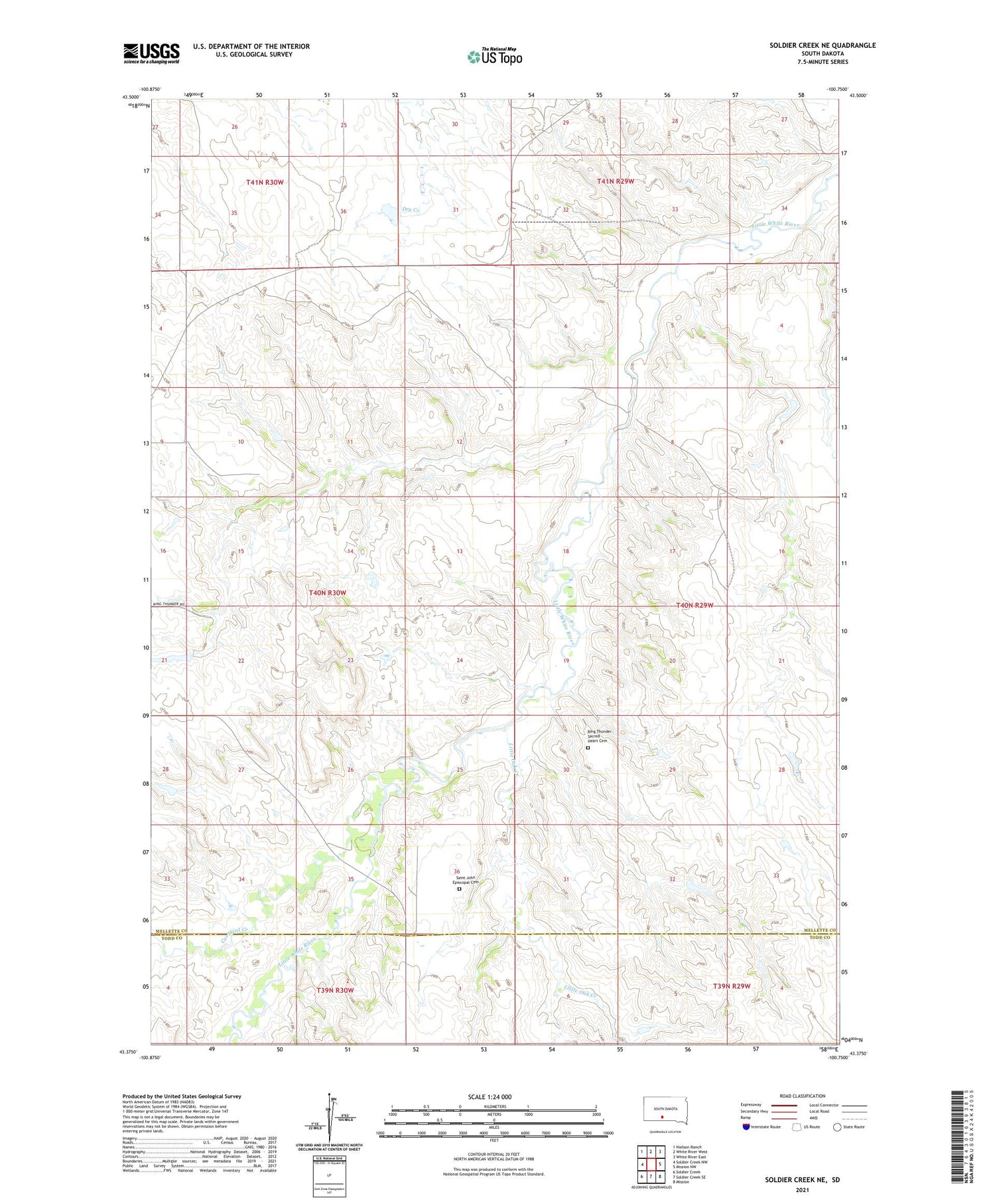 Soldier Creek NE South Dakota US Topo Map Image