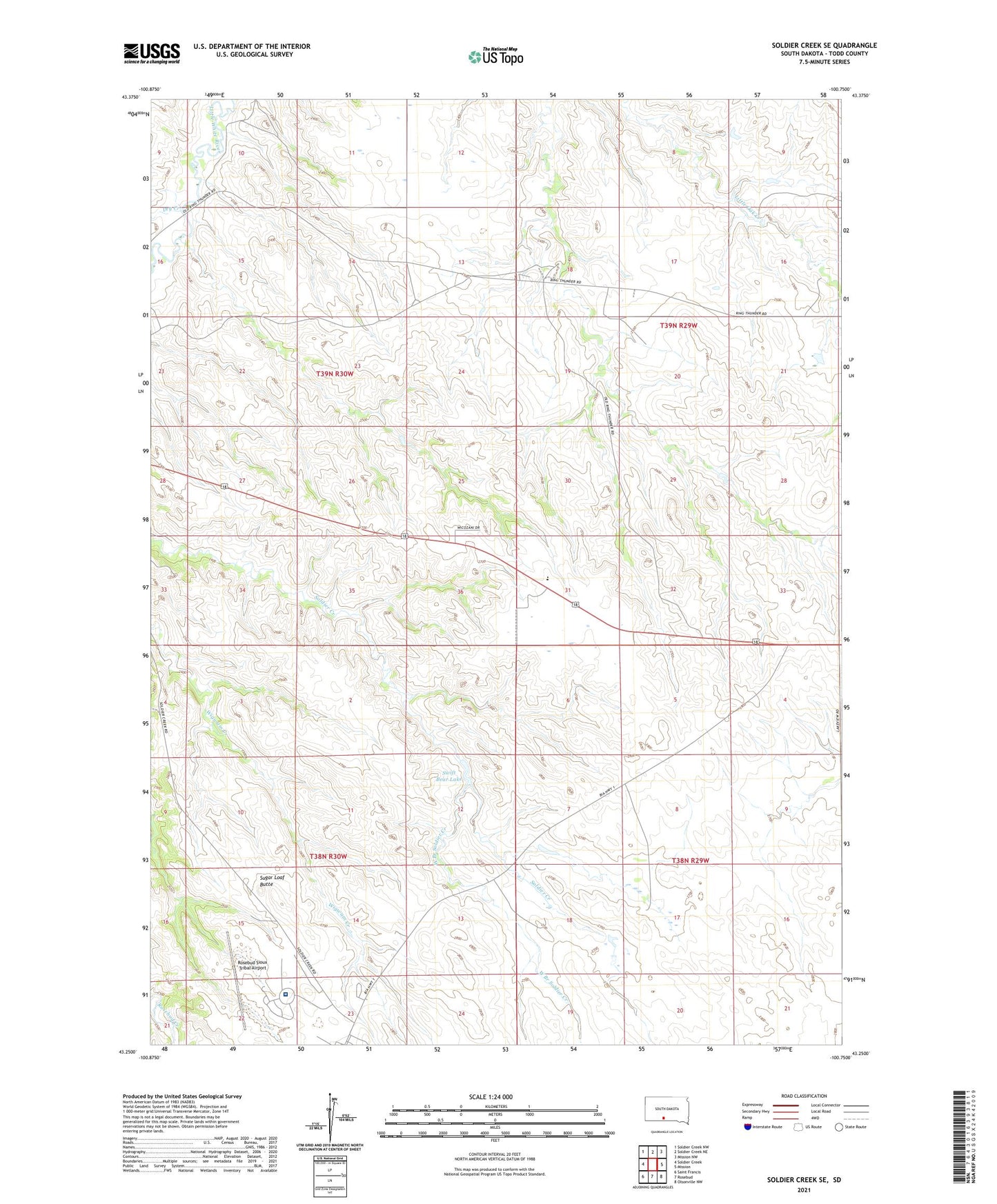 Soldier Creek SE South Dakota US Topo Map Image