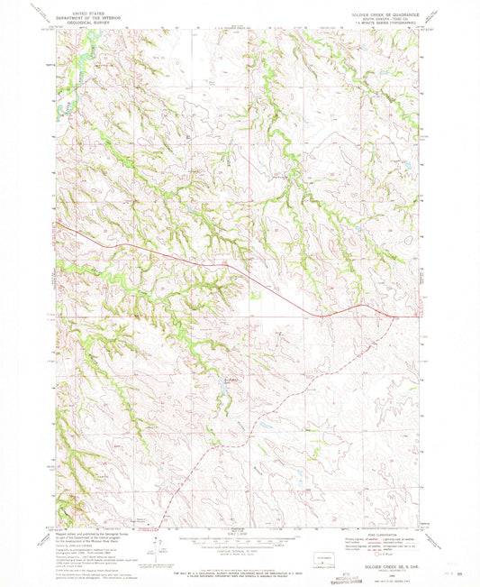 Classic USGS Soldier Creek SE South Dakota 7.5'x7.5' Topo Map Image