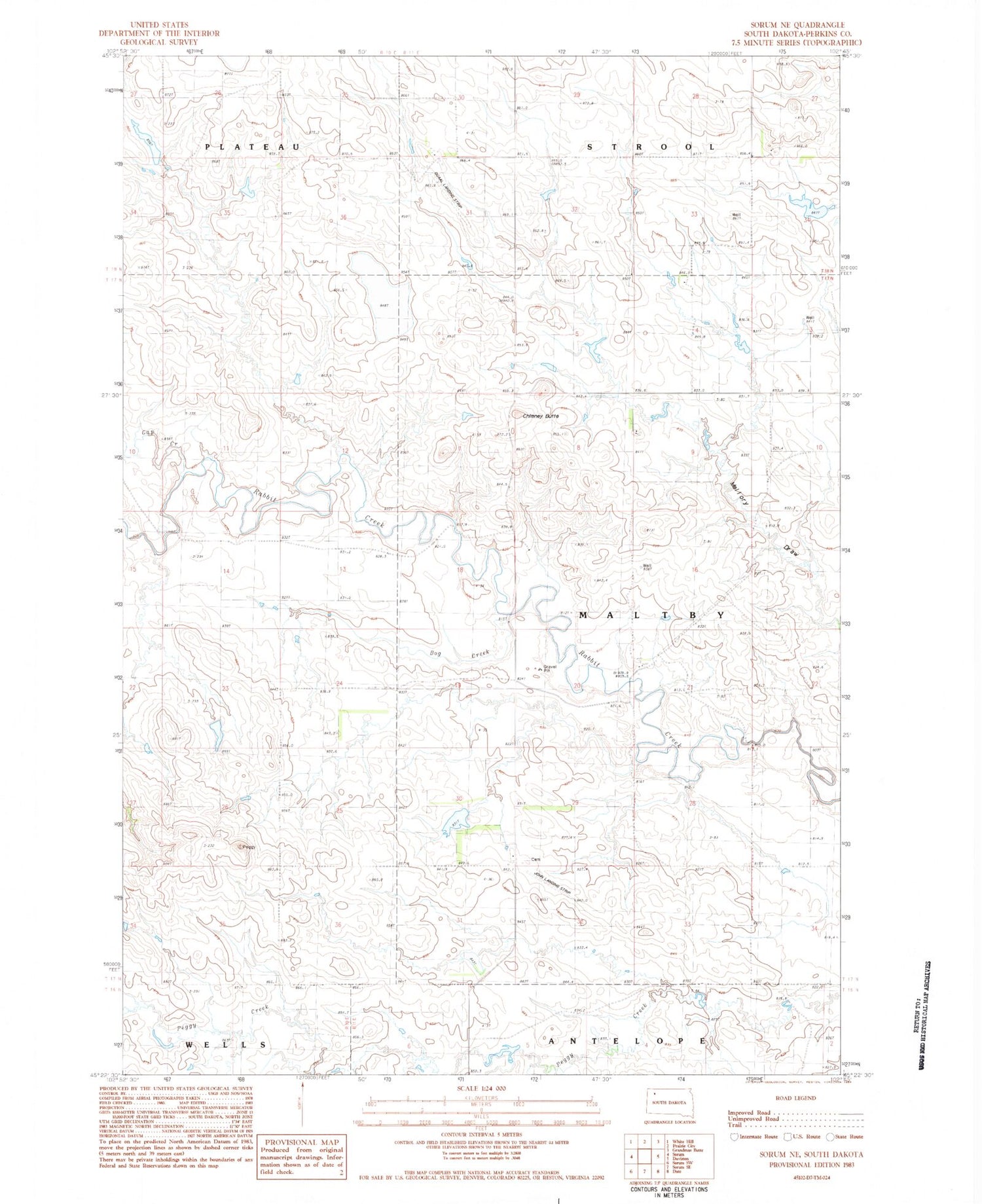 Classic USGS Sorum NE South Dakota 7.5'x7.5' Topo Map Image