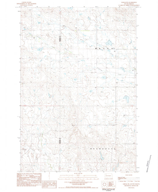 Classic USGS Sorum SW South Dakota 7.5'x7.5' Topo Map Image