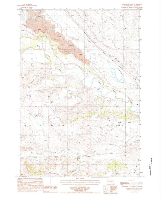Classic USGS Sourdough Flats South Dakota 7.5'x7.5' Topo Map Image