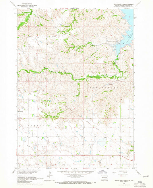 Classic USGS South Scalp Creek South Dakota 7.5'x7.5' Topo Map Image