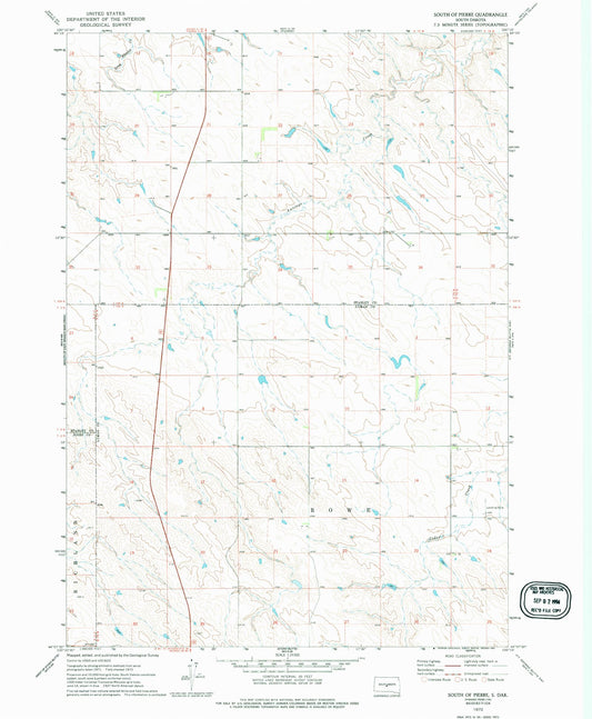 Classic USGS South of Pierre South Dakota 7.5'x7.5' Topo Map Image