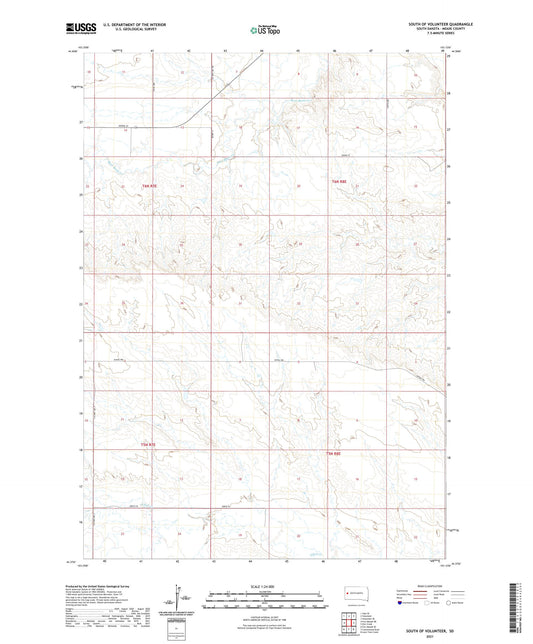 South of Volunteer South Dakota US Topo Map Image